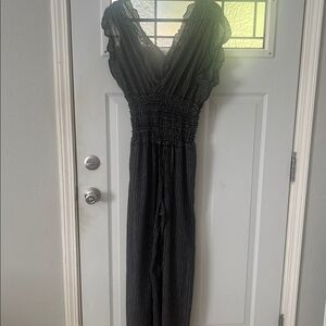 Black and White Striped Jumpsuit